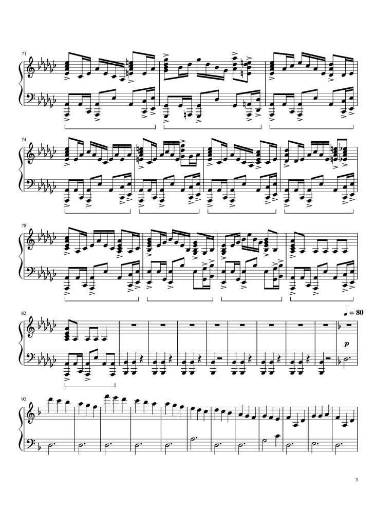 Page 3 of the piano sheet music PDF Piano – Davy Jones Theme Piano by Undefined