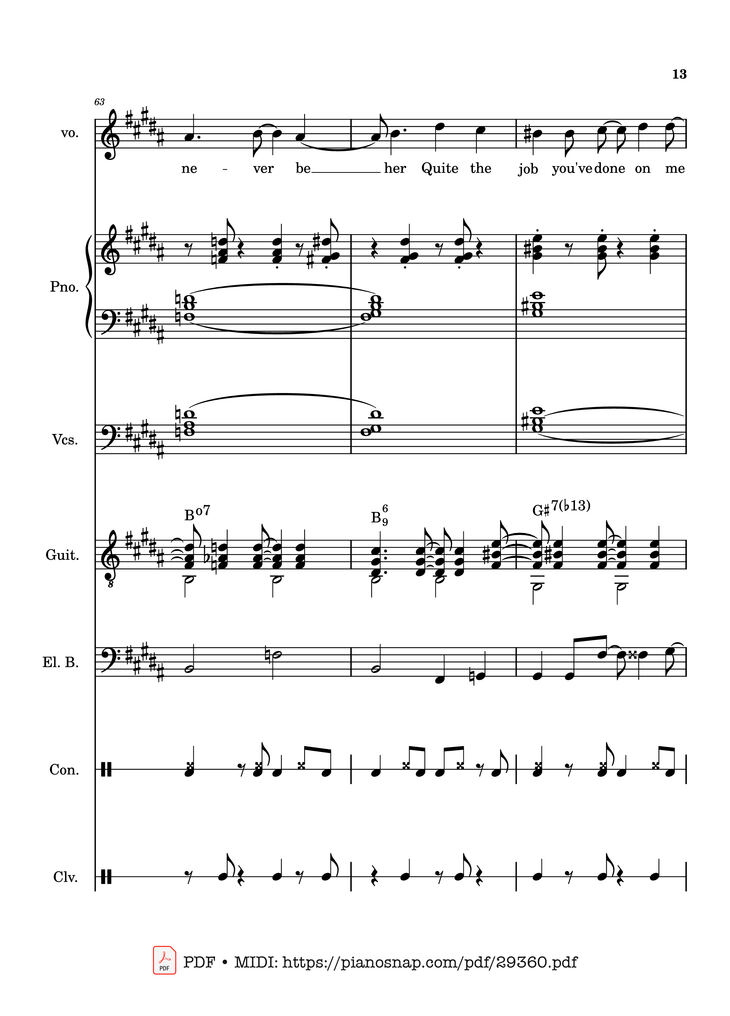 Page 13 of the piano sheet music PDF Piano Guitar Tab – Lover Girl - full transcription by Laufey