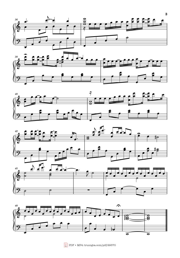 Page 3 of the piano sheet music PDF Piano – 时光洪流 Piano (Dòng thác thời gian) by 程响