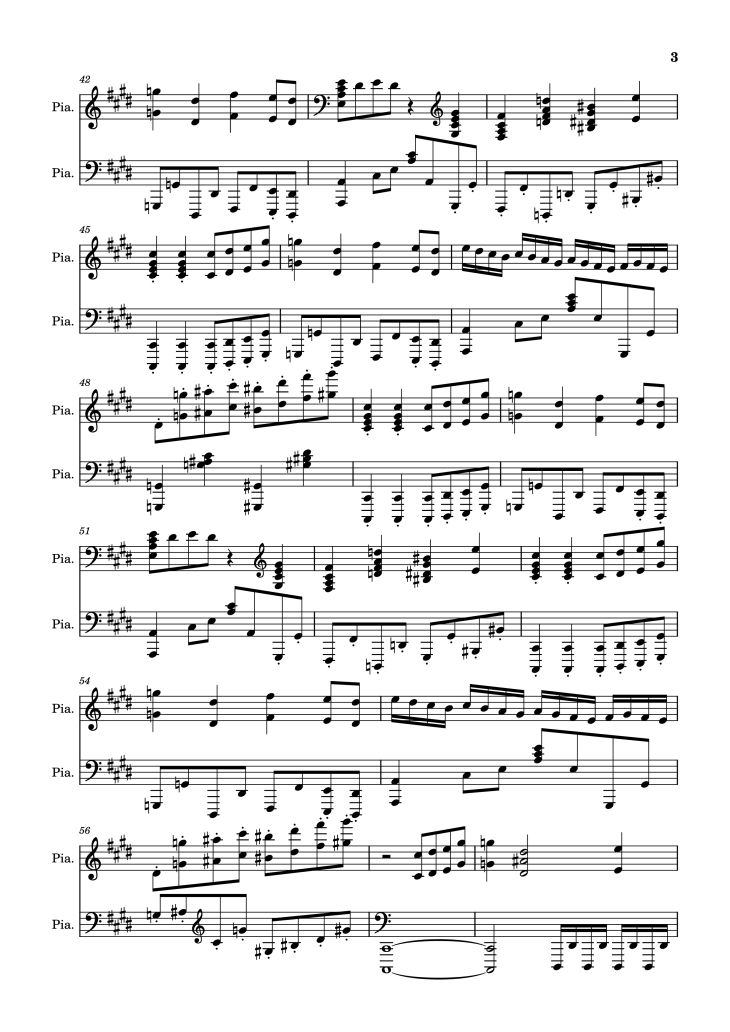 Page 3 of the piano sheet music PDF Piano – Geometry Dash - Skeletal Shenanigans Piano by Undefined