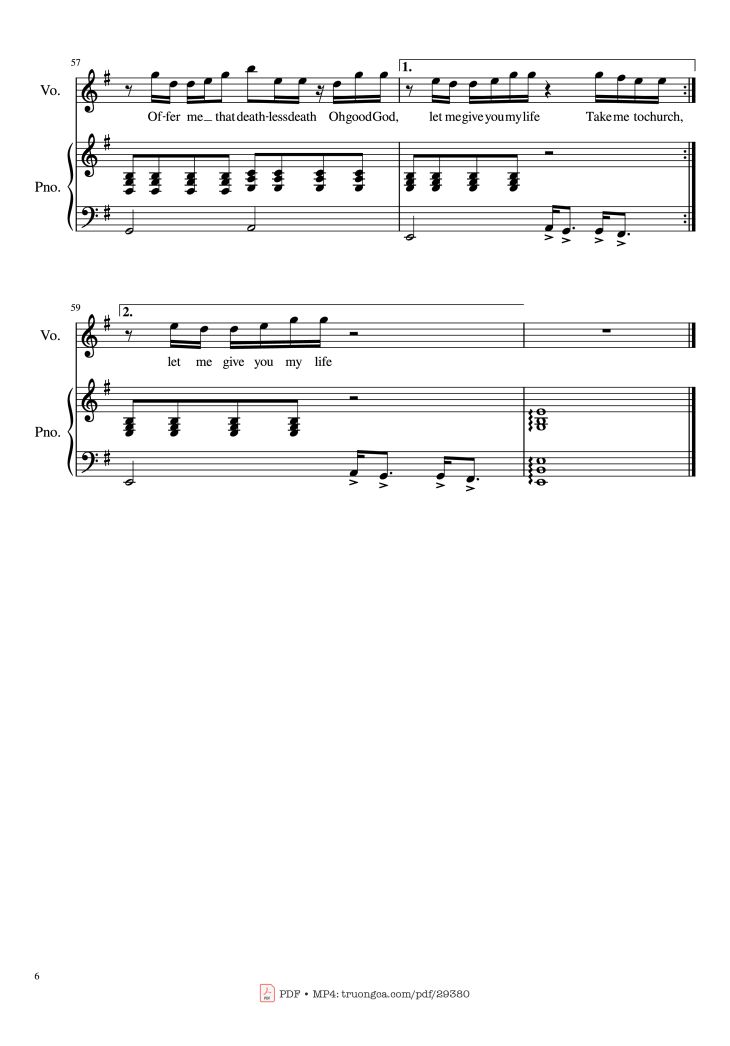 Page 6 of the piano sheet music PDF Piano – Take Me To Church Piano by Hozier