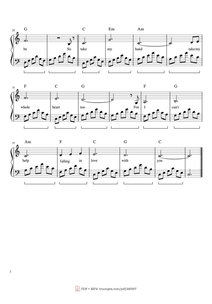 Page 2 of the piano sheet music PDF Piano – Can
