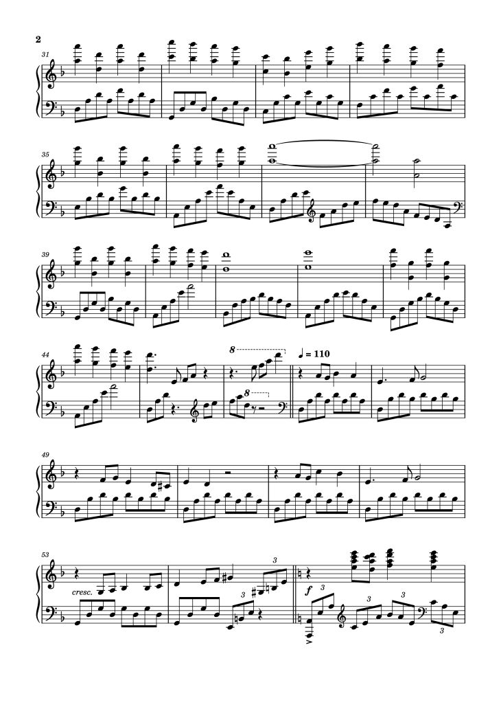 Page 2 of the piano sheet music PDF Piano – Schindler