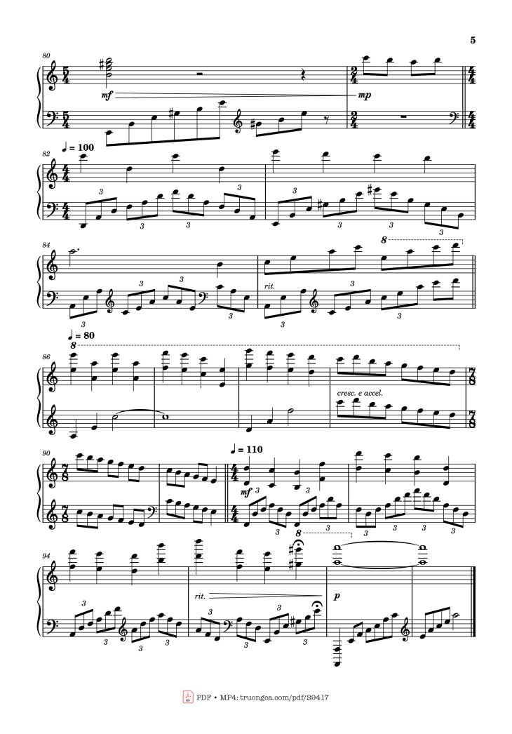 Page 5 of the piano sheet music PDF Piano – Schindler