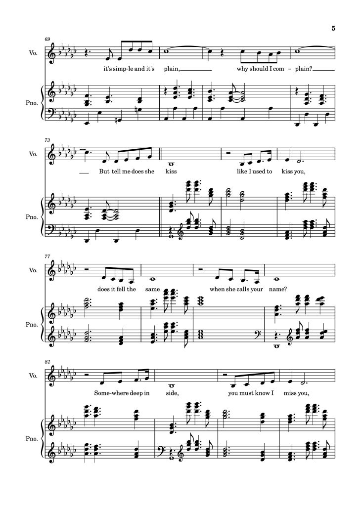 Page 5 of the piano sheet music PDF Piano – The Winner Takes It All Piano by Arr: Dinailson Lima