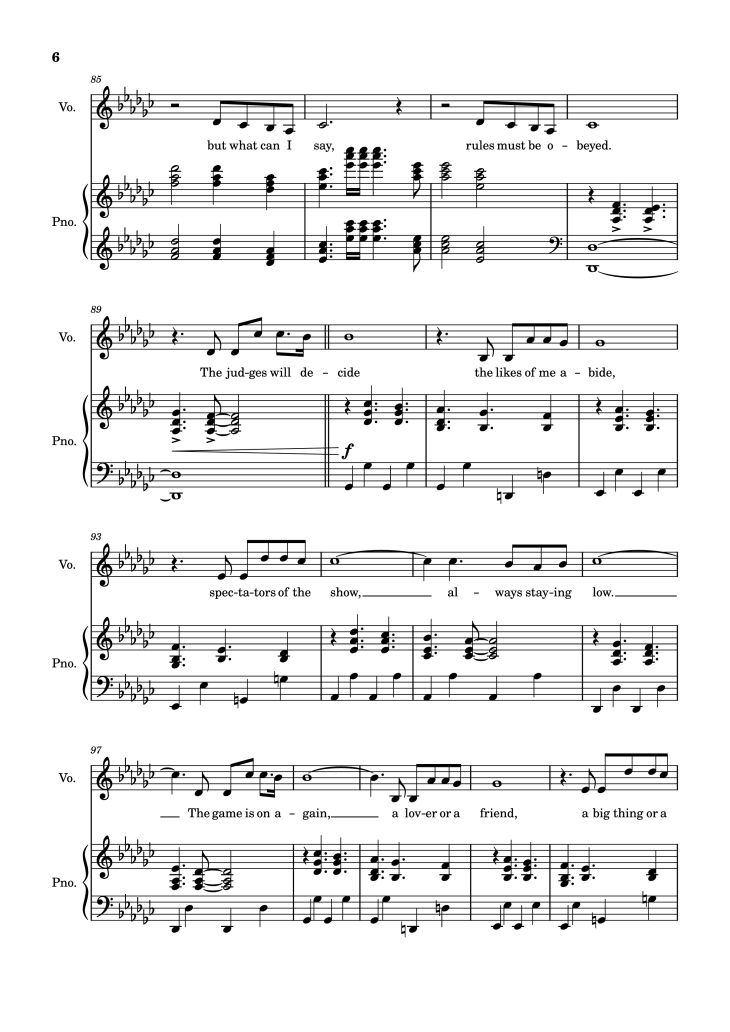 Page 6 of the piano sheet music PDF Piano – The Winner Takes It All Piano by Arr: Dinailson Lima