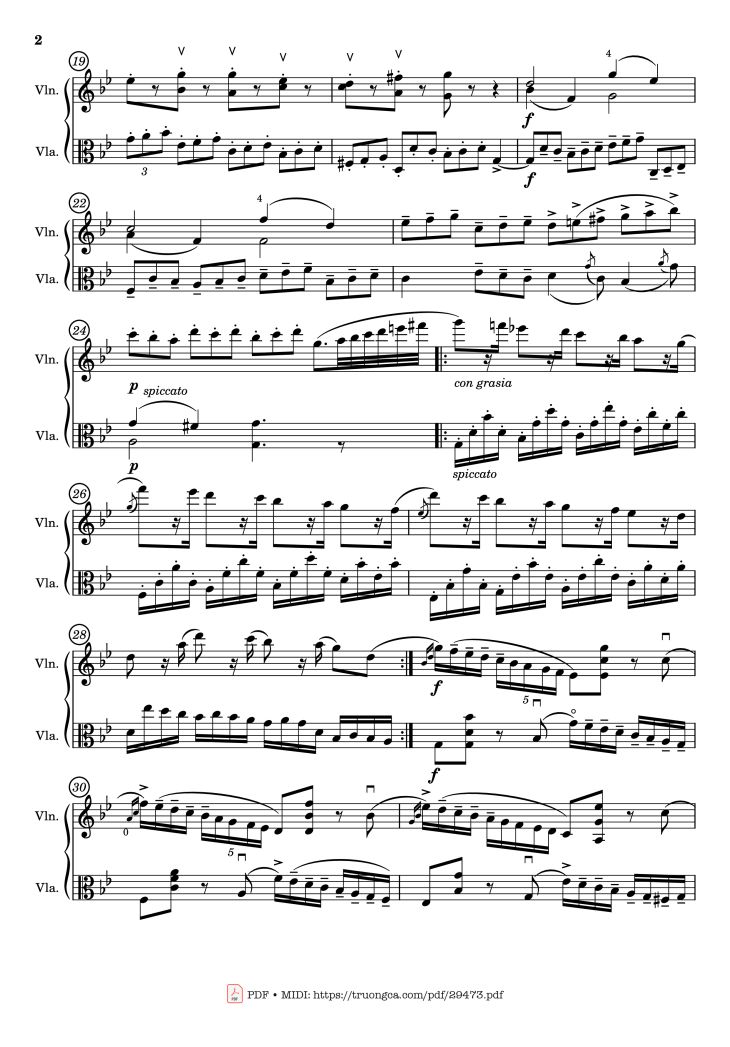 Page 2 of the piano sheet music PDF – Passacaglia for Violin and Viola by Johan Halvorsen