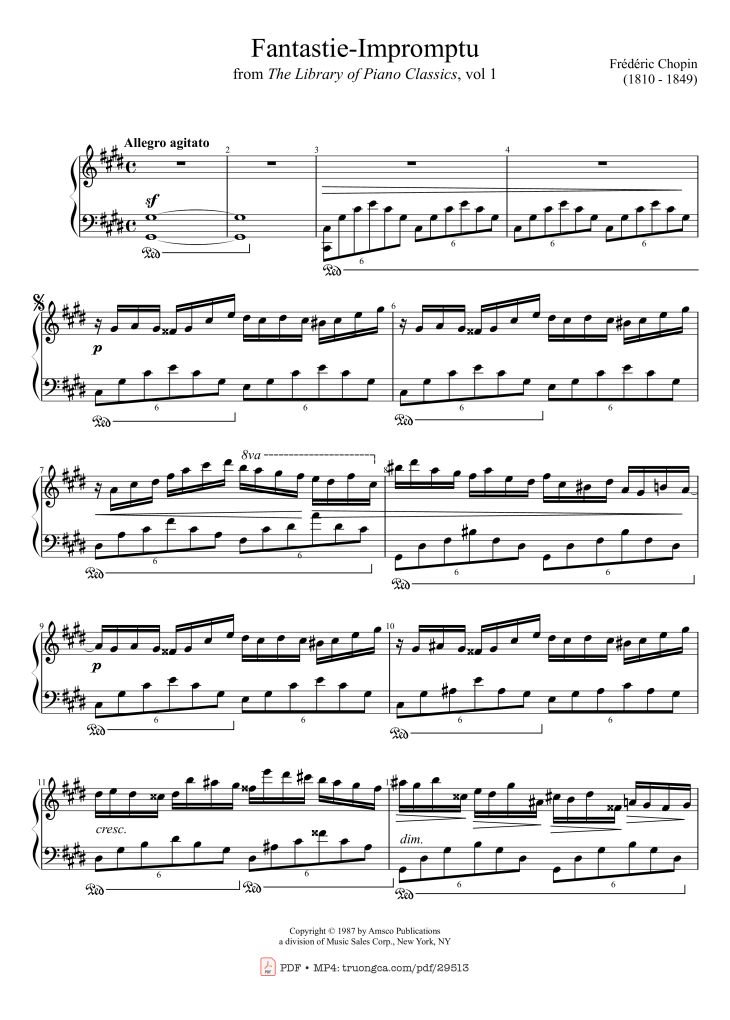 Page 1 of the piano sheet music PDF Piano – Fantaisie-Impromptu Piano by Frédéric Chopin