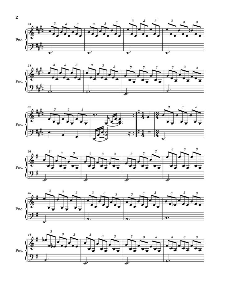 Page 2 of the piano sheet music PDF Piano – Romance d