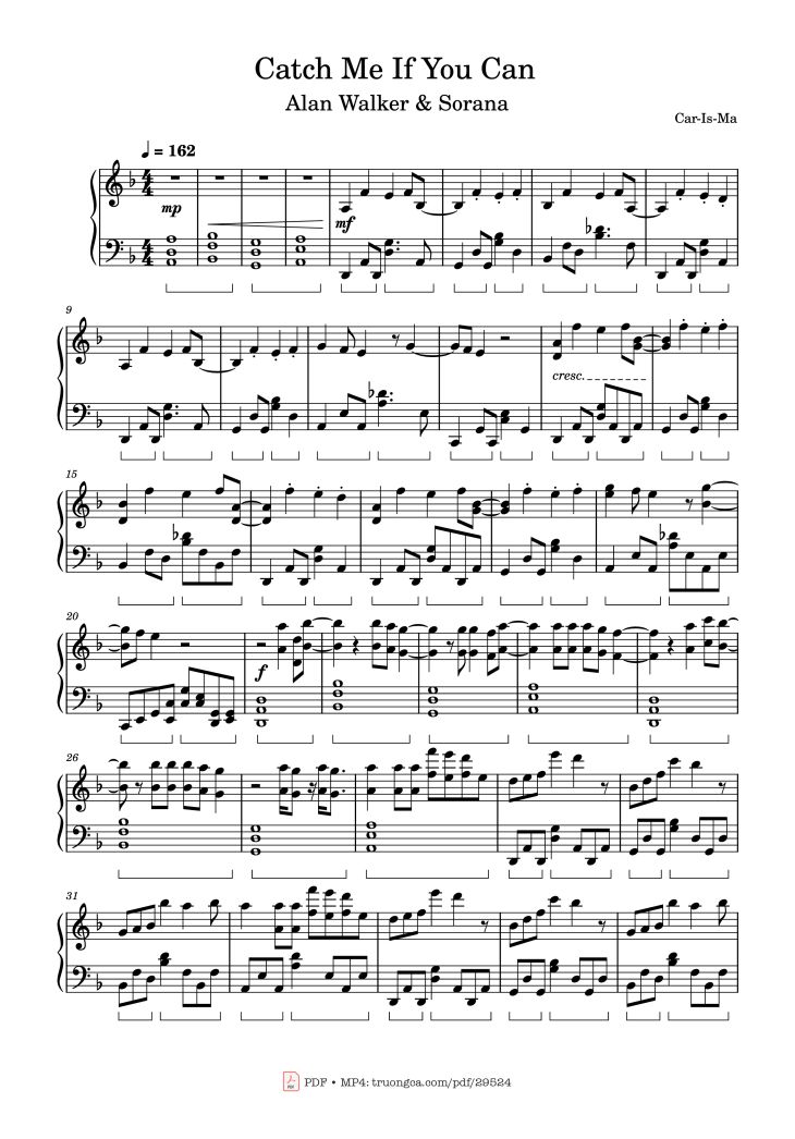Page 1 of the piano sheet music PDF Piano – Catch Me If You Can Piano by Car-Is-Ma