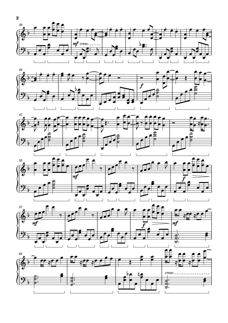 Page 2 of the piano sheet music PDF Piano – Catch Me If You Can Piano by Car-Is-Ma