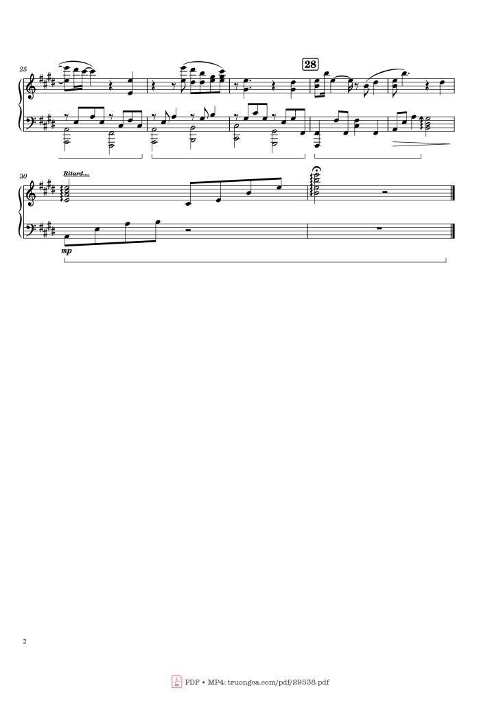Page 2 of the piano sheet music PDF – One Love Piano by Composed by: Hiroyuki Sawano & Kohta Yamamoto