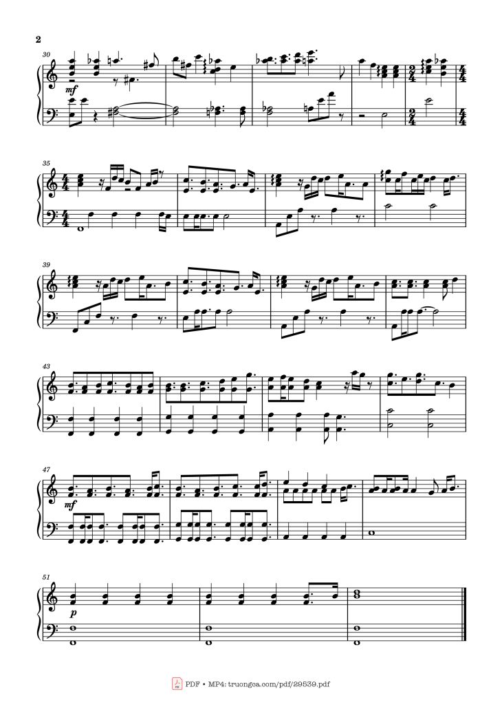 Page 2 of the piano sheet music PDF Piano – Thousand Love Piano by Kohta Yamamoto