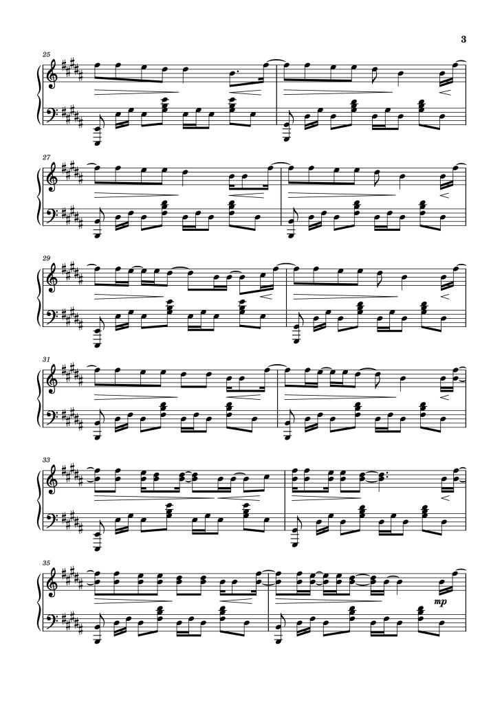 Page 3 of the piano sheet music PDF Piano – Sailor Song Piano by XZeron