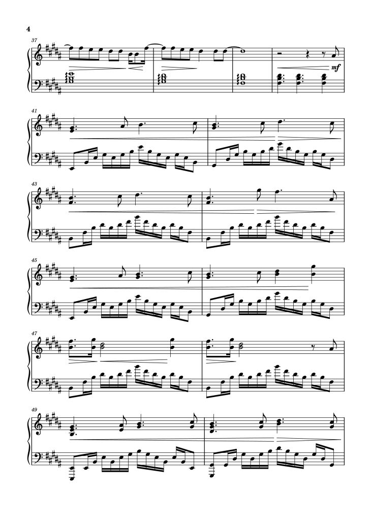Page 4 of the piano sheet music PDF Piano – Sailor Song Piano by XZeron