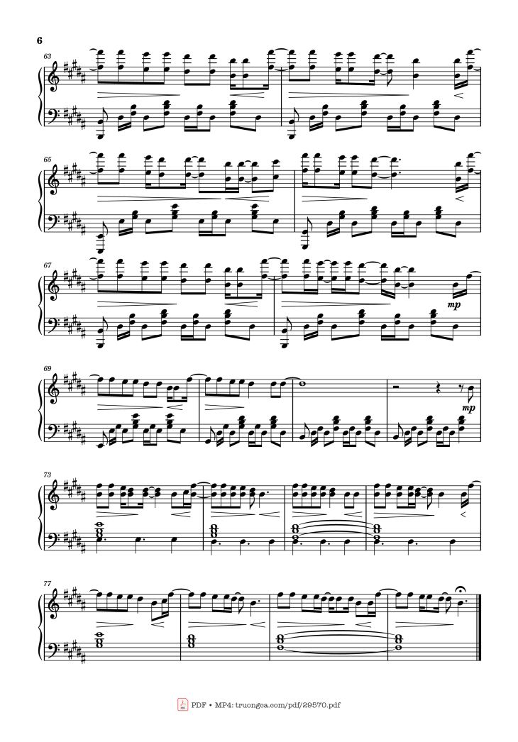 Page 6 of the piano sheet music PDF Piano – Sailor Song Piano by XZeron
