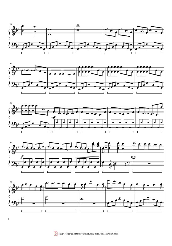 Page 4 of the piano sheet music PDF Piano – Unravel Piano by Composed by TK Arranged by Roger Nguyen Edited by Max Tan