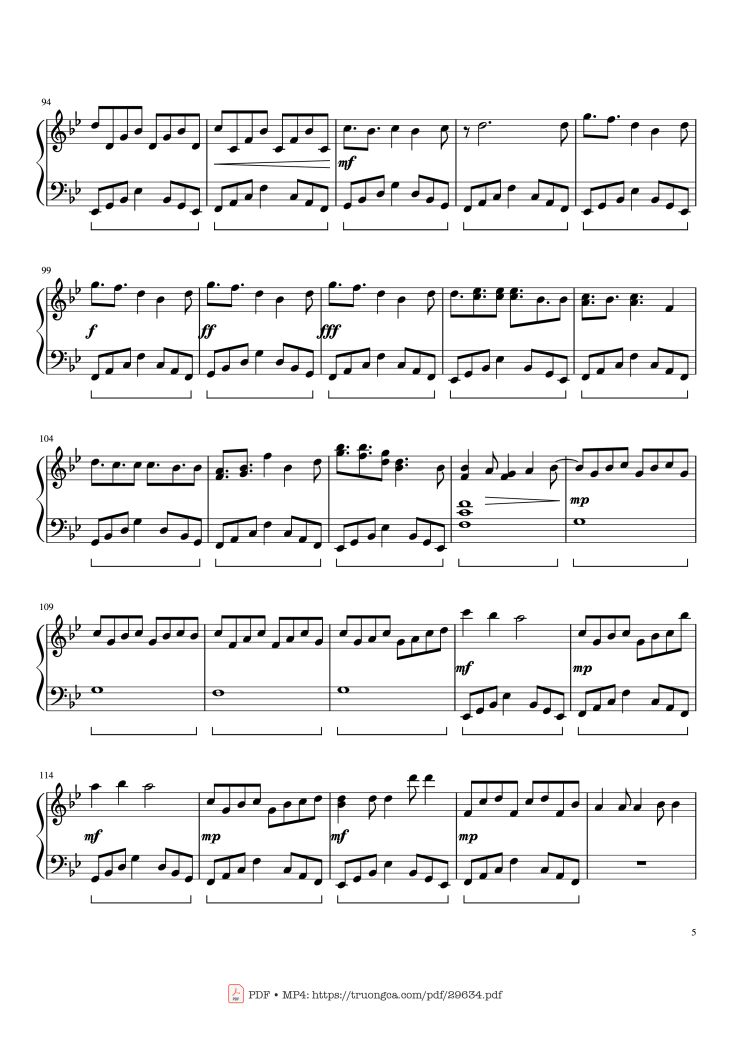 Page 5 of the piano sheet music PDF Piano – Unravel Piano by Composed by TK Arranged by Roger Nguyen Edited by Max Tan