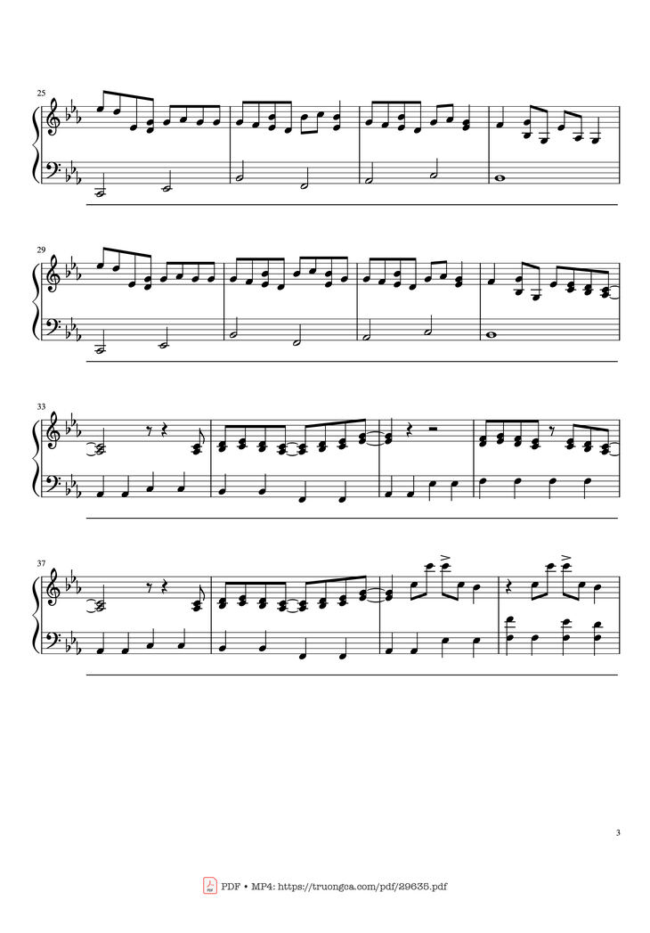 Page 3 of the piano sheet music PDF Piano – Leaving Hope Piano by IzzTen