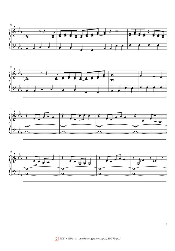 Page 5 of the piano sheet music PDF Piano – Leaving Hope Piano by IzzTen