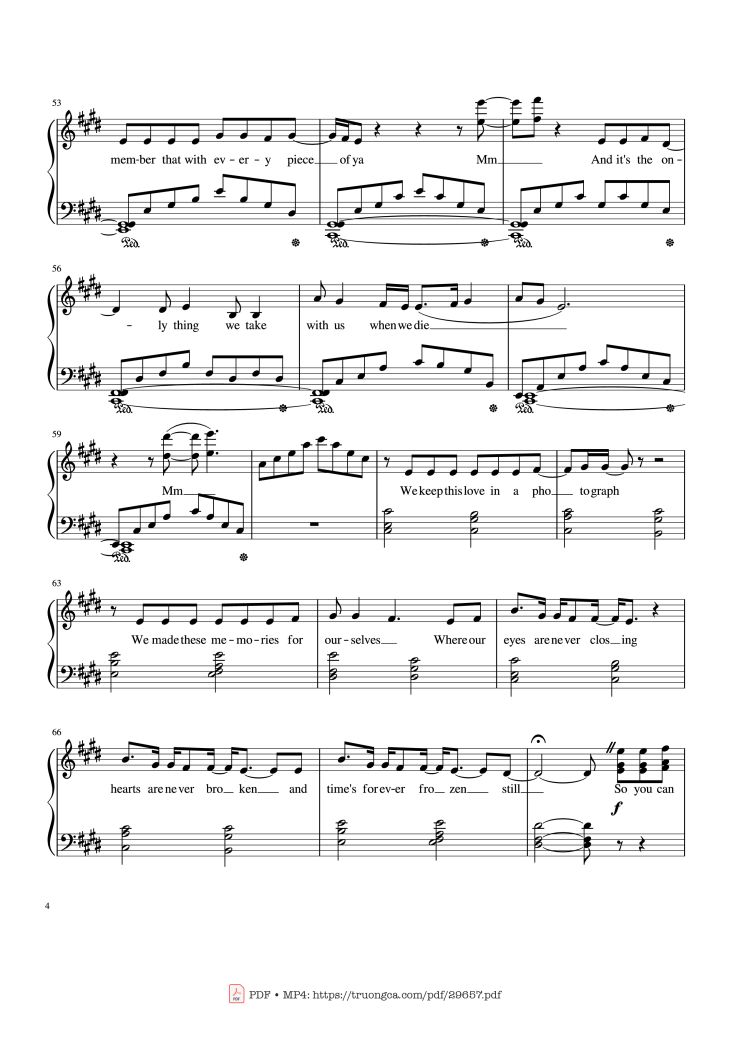 Page 4 of the piano sheet music PDF – Photograph Ed Sheeran Piano Solo by Ed Sheeran