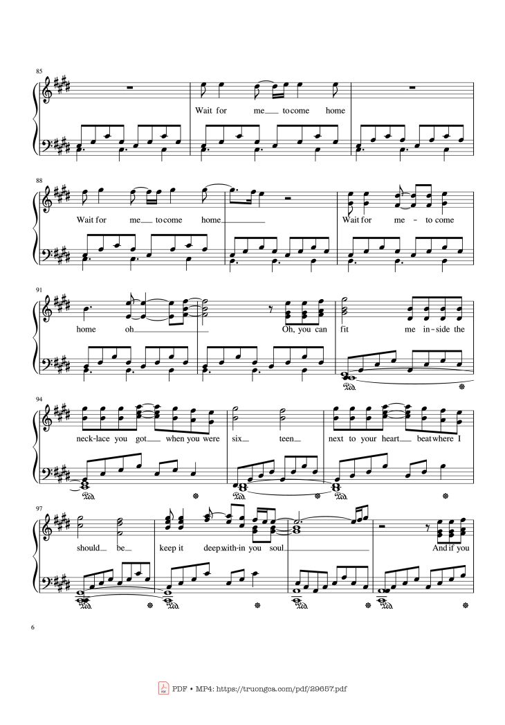 Page 6 of the piano sheet music PDF – Photograph Ed Sheeran Piano Solo by Ed Sheeran