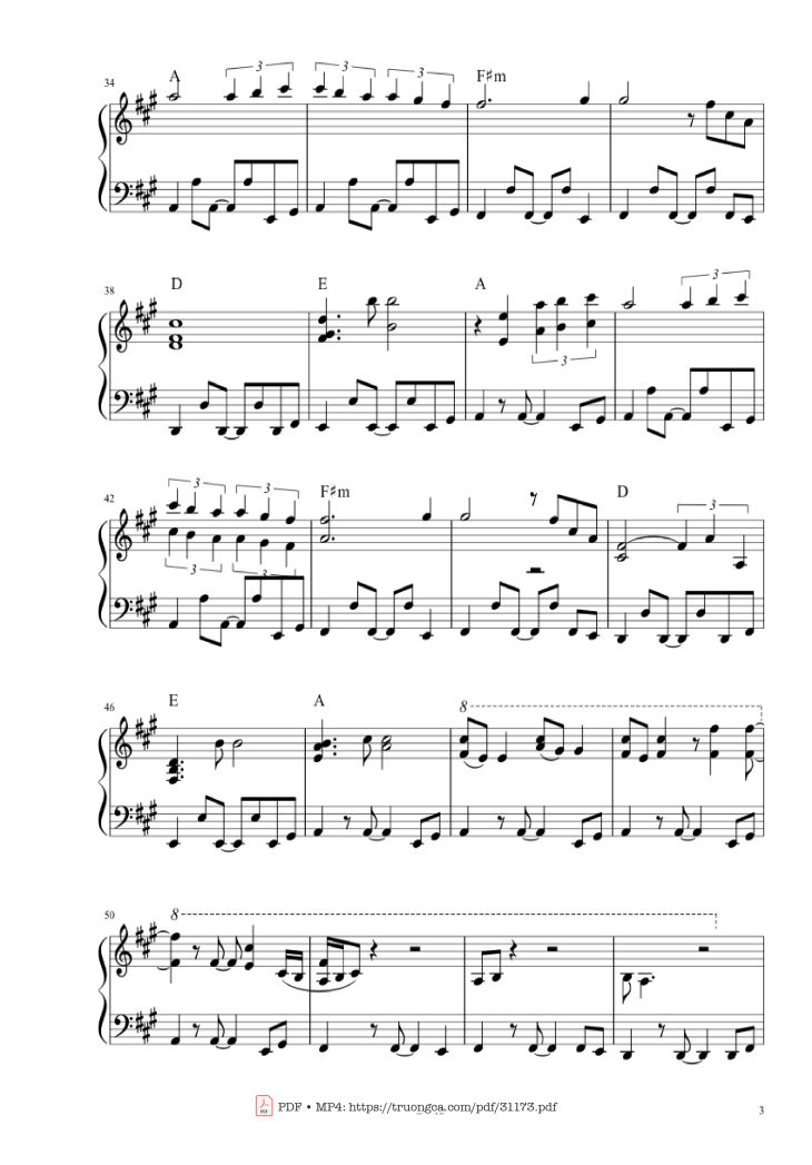 Page 3 of the piano sheet music PDF – Stand by me Piano by Benjamin Earl King