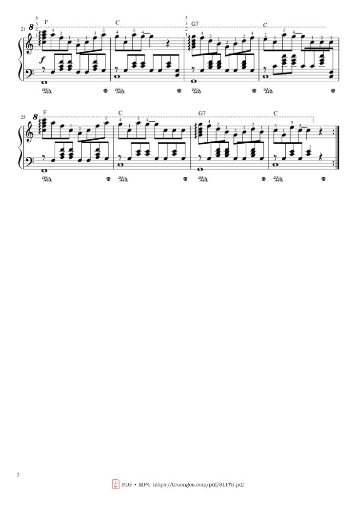 Page 2 of the piano sheet music PDF Piano – Music Box Dancer Piano by Frank Mills