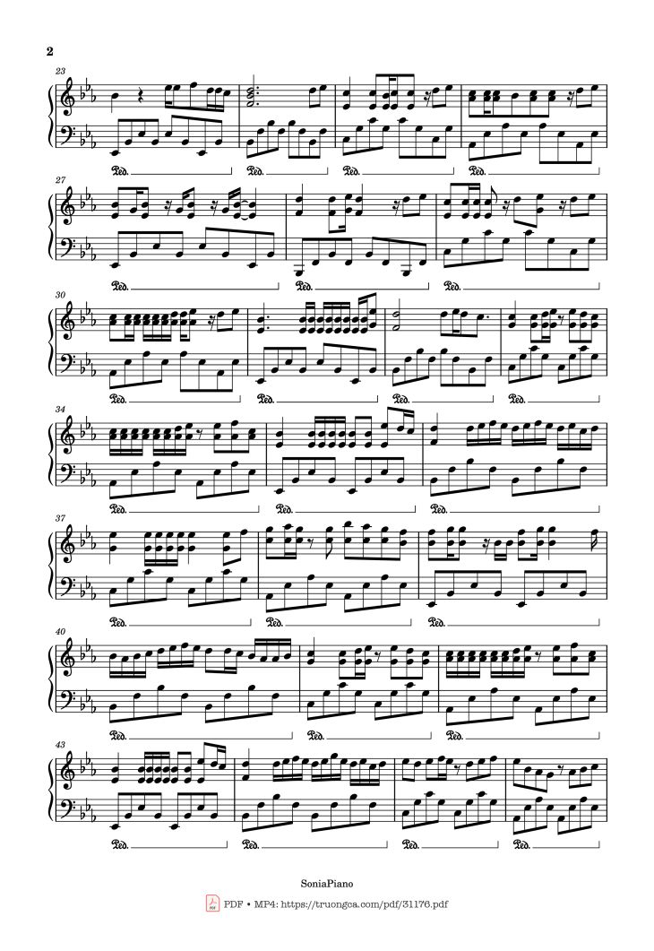 Page 2 of the piano sheet music PDF – Thu Cuối Piano by Yanbi