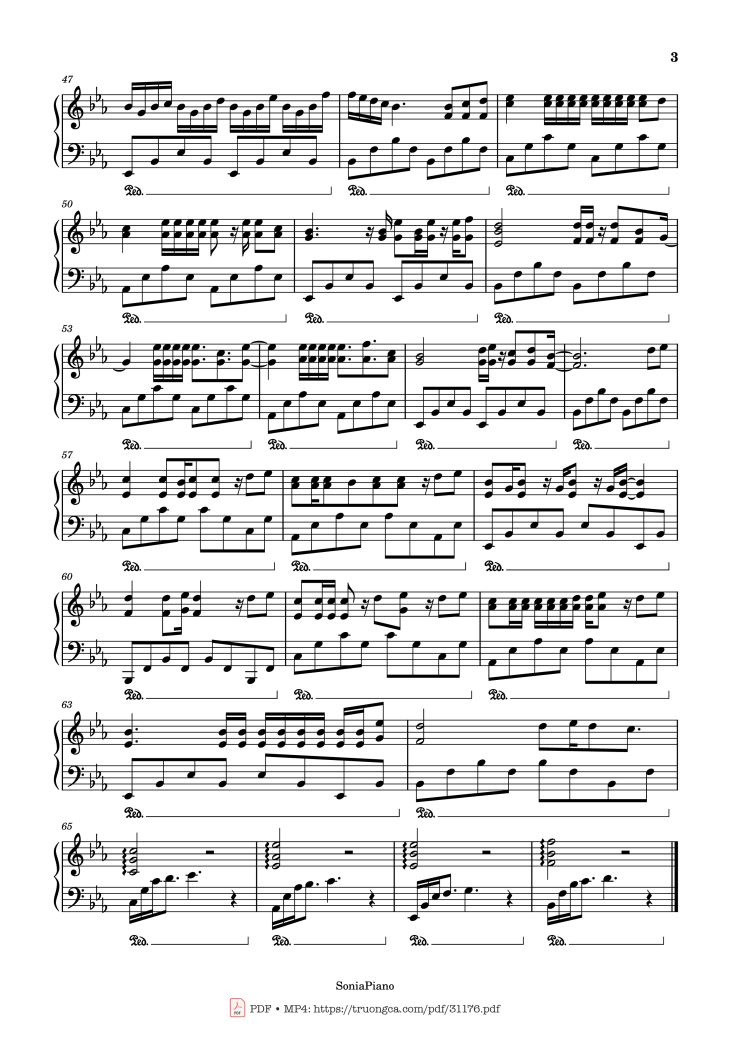 Page 3 of the piano sheet music PDF – Thu Cuối Piano by Yanbi