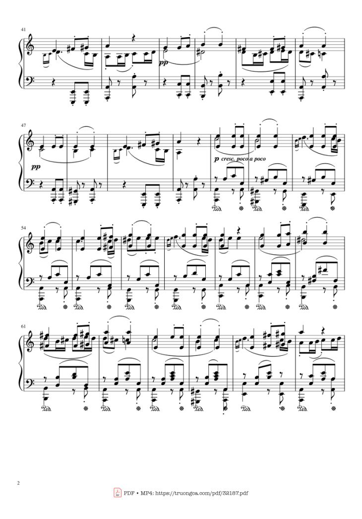Page 2 of the piano sheet music PDF Piano – Beethoven Symphony No. 7 Movement 2 Piano by Ludvig van Beethoven