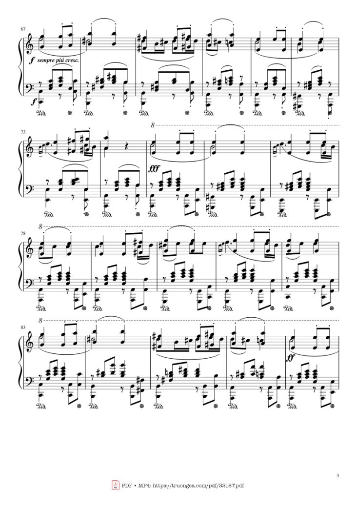 Page 3 of the piano sheet music PDF Piano – Beethoven Symphony No. 7 Movement 2 Piano by Ludvig van Beethoven