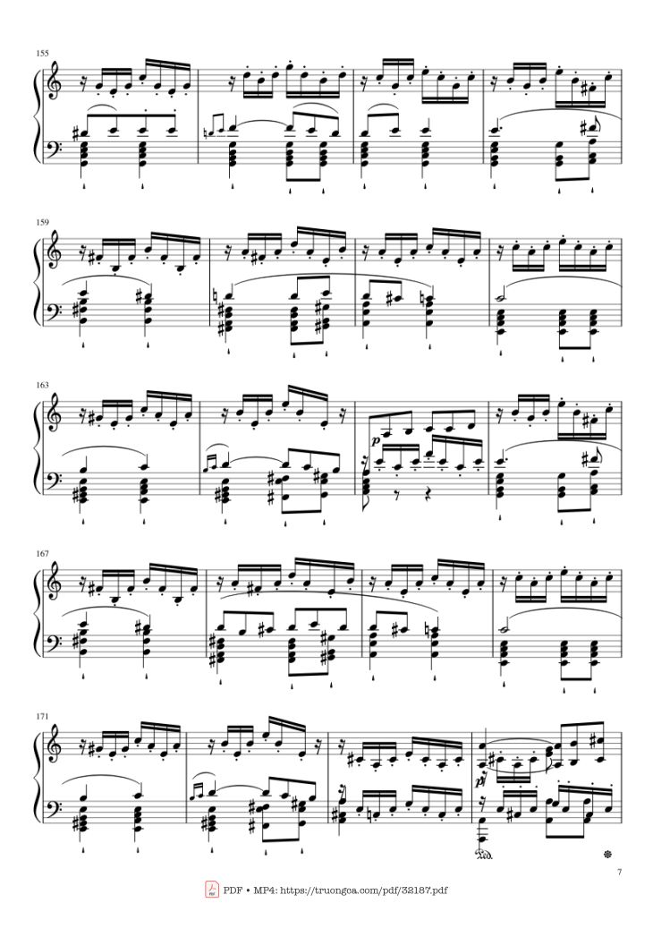 Page 7 of the piano sheet music PDF Piano – Beethoven Symphony No. 7 Movement 2 Piano by Ludvig van Beethoven