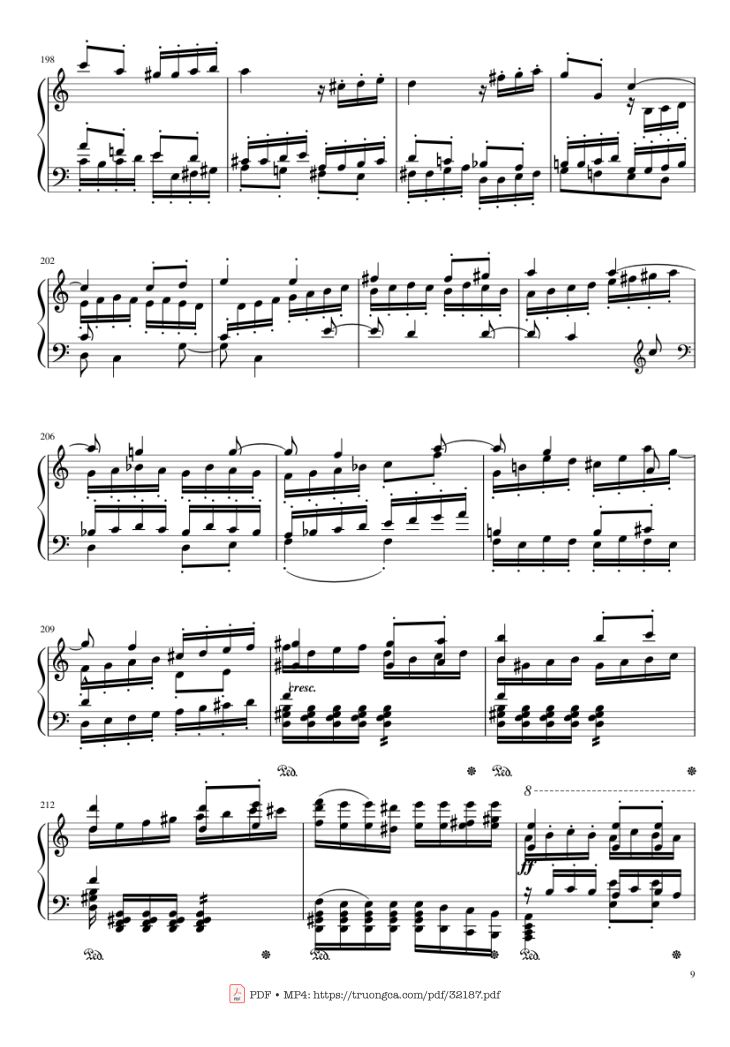 Page 9 of the piano sheet music PDF Piano – Beethoven Symphony No. 7 Movement 2 Piano by Ludvig van Beethoven