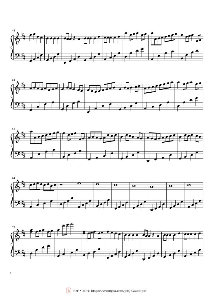 Page 2 of the piano sheet music PDF Piano – Beautiful in White + Canon in D + Memories + Ode to Joy Piano by Jun Sern