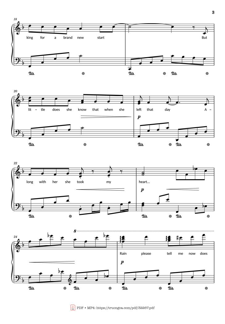 Page 3 of the piano sheet music PDF – Rhythm of the rain Piano by John Claude Gummoe