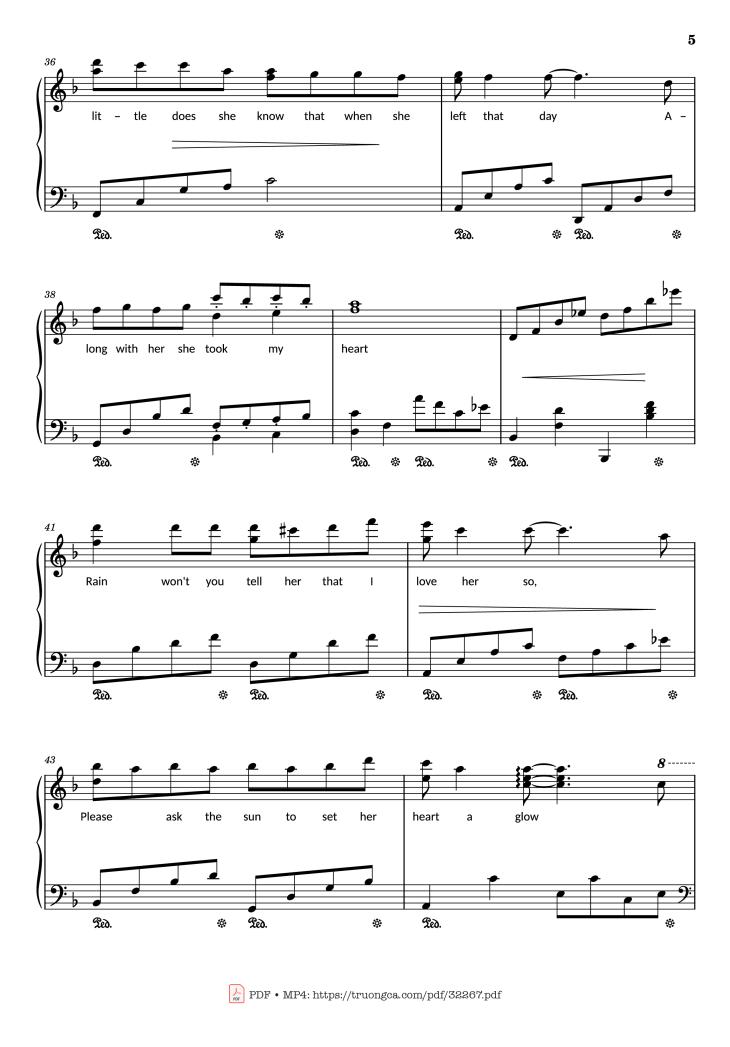 Page 5 of the piano sheet music PDF – Rhythm of the rain Piano by John Claude Gummoe
