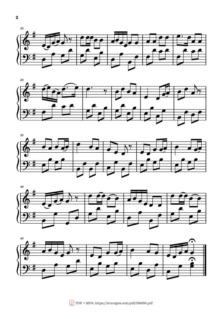 Page 2 of the piano sheet music PDF Piano – Đi học Piano by Bùi Đình Thảo