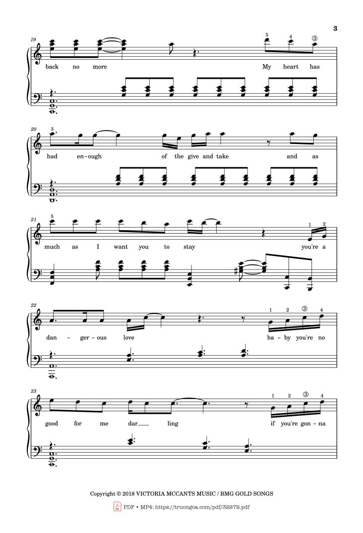 Page 3 of the piano sheet music PDF Piano – Leave Me Lonely Piano by Thomas Lee Brown