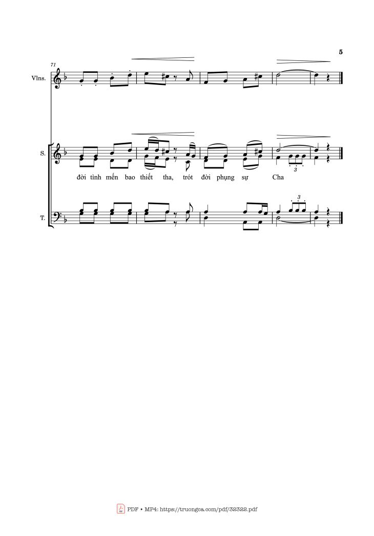 Page 5 of the piano sheet music PDF – Đời Tin Yêu (đệm Violin Sáo) by Thái Nguyên