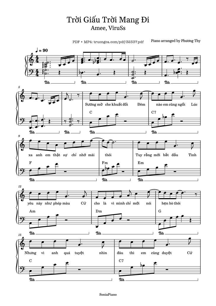 Page 1 of the piano sheet music PDF – Trời Giấu Trời Mang Đi Piano by Viruss