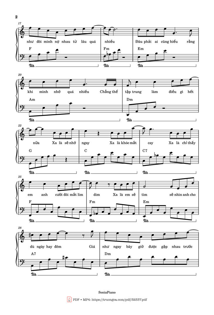 Page 2 of the piano sheet music PDF – Trời Giấu Trời Mang Đi Piano by Viruss