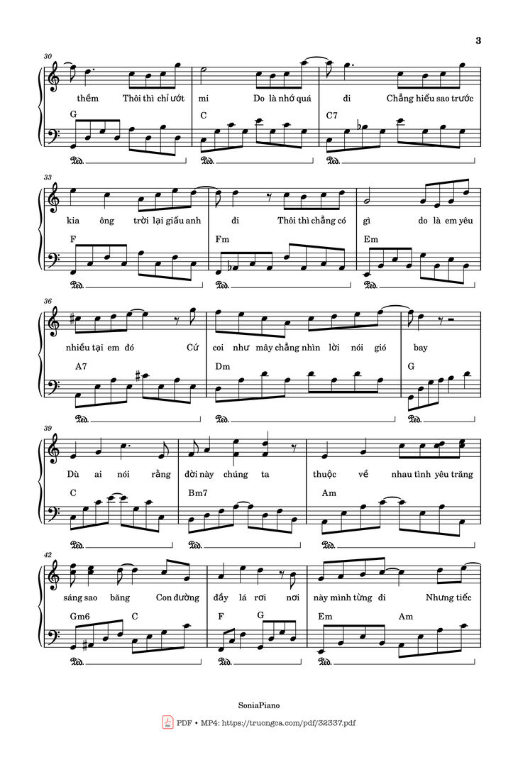 Page 3 of the piano sheet music PDF – Trời Giấu Trời Mang Đi Piano by Viruss