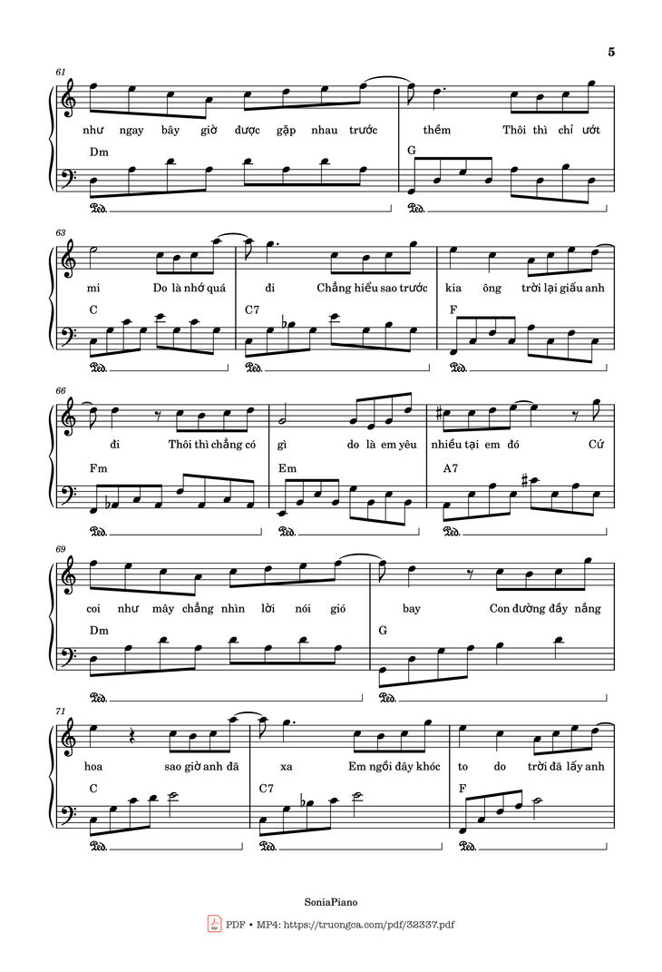 Page 5 of the piano sheet music PDF – Trời Giấu Trời Mang Đi Piano by Viruss