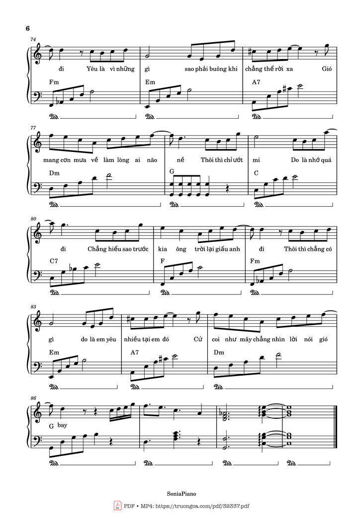 Page 6 of the piano sheet music PDF – Trời Giấu Trời Mang Đi Piano by Viruss