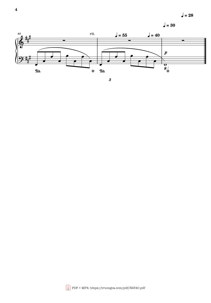 Page 4 of the piano sheet music PDF Piano – Lost Of Love, Sunflower theme Piano by Henry Mancini