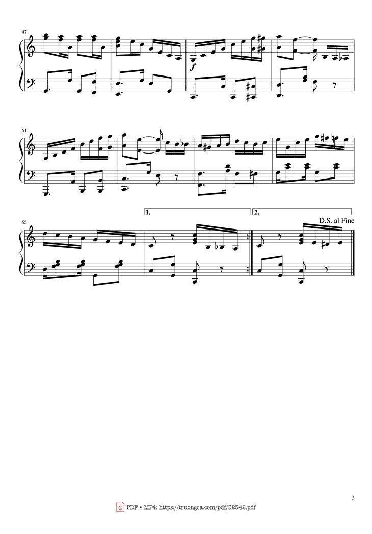 Page 3 of the piano sheet music PDF Piano – Tico Tico no fubá Piano by Zequinha Abreu