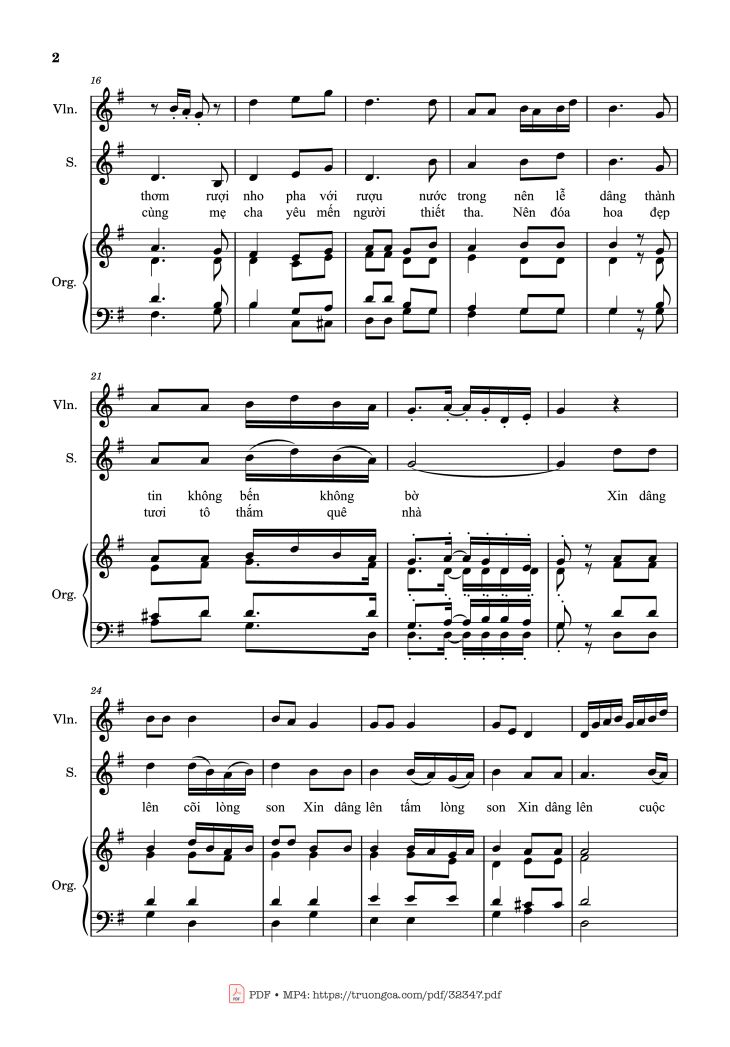 Page 2 of the piano sheet music PDF – Của Lễ Đơn Sơ (đệm Violin) by Viết Chung