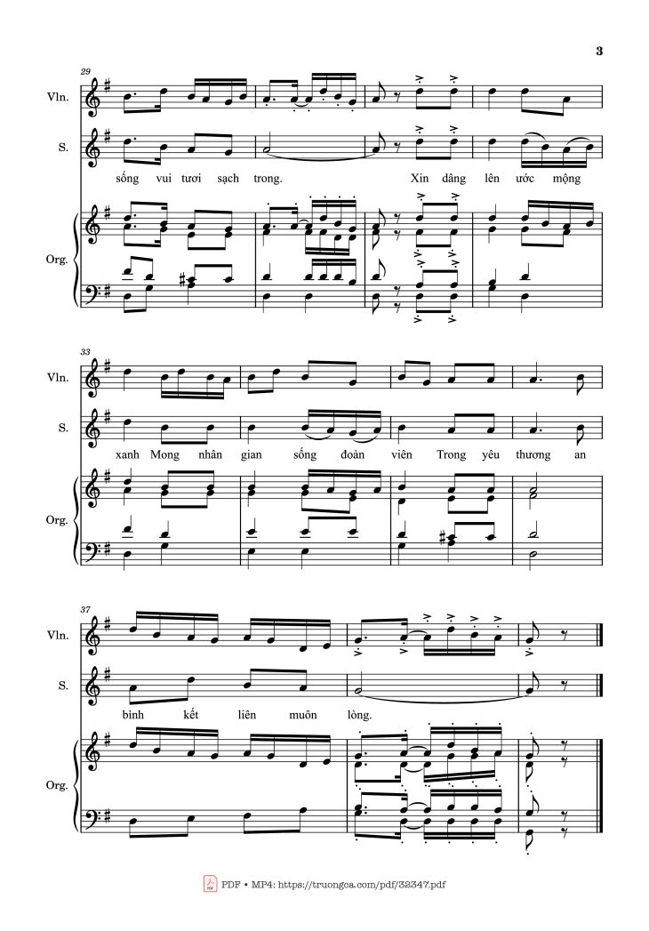 Page 3 of the piano sheet music PDF – Của Lễ Đơn Sơ (đệm Violin) by Viết Chung