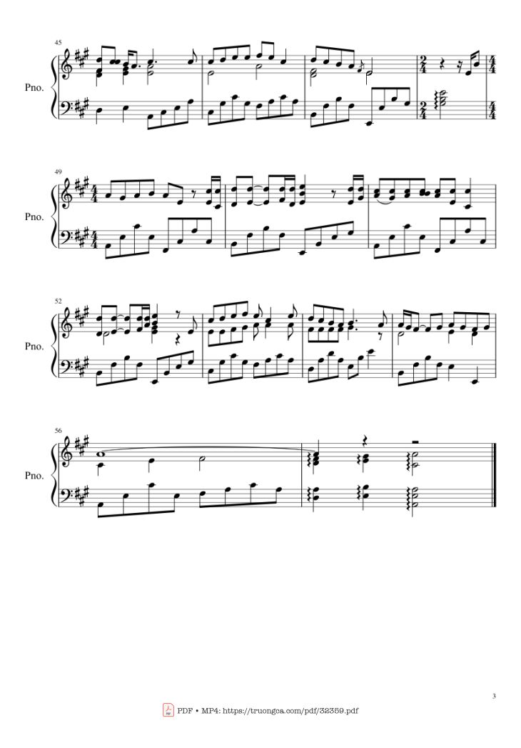 Page 3 of the piano sheet music PDF Piano – Perhaps Love Piano by John Denver